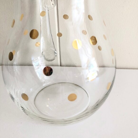 Retro Glass Pitcher Carafe Gold Metallic Dot - Picture 4 of 6